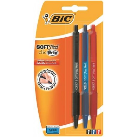 PENNA SOFT FEEL CLIC GRIP BIC BLISTER 3P