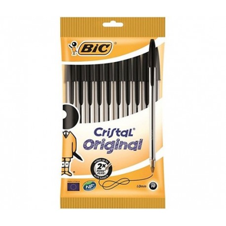 PENNE CRISTAL NERE P/M BIC BLISTER 10P