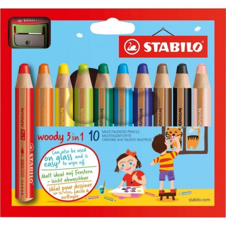 PASTELLONI STABILO WOODY 3 IN 1 10PZ +