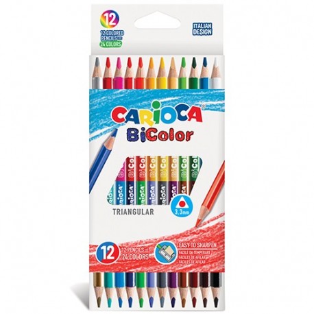 PASTELLI CARIOCA BI-COLOR TRIANG. 12PZ