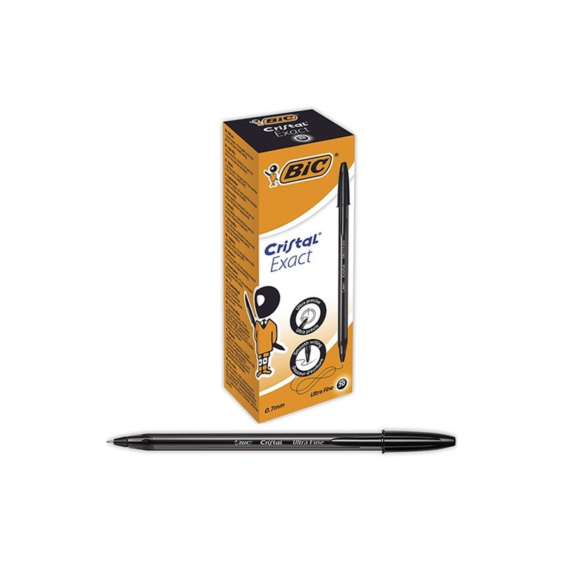 PENNA BIC CRISTAL EXACT NERO 0,7, PENNE A SFERA CON TAPPO, Vendita online, Ingrosso