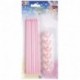 CANDELE STELO 6PZ CON SUPPORTO  ROSA -