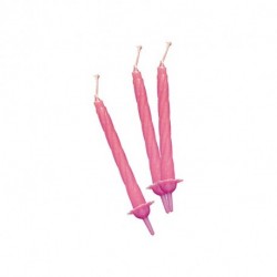 CANDELINE 12PZ ROSA CON SUPPORTO- 70401