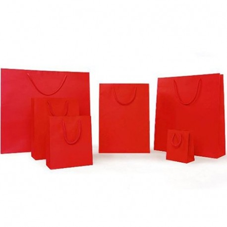 BORSA IN CARTA 10X12+6,5 ROSSO M/CORDA