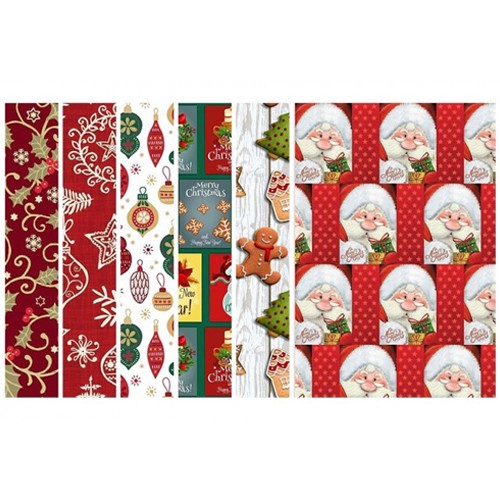 Carta Da Regalo Natalizia Papyrus - 3 Rotoli Con Motivi Olografici, Cappelli Di Babbo Natale E Ornamenti, 22,5 Mq