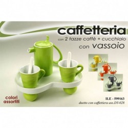 CAFFETTERIA 2 TAZZE + CUCCHIAIO CON