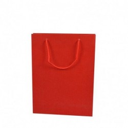 BORSA RIGATA LUCIDA ROSSO 25X20X8