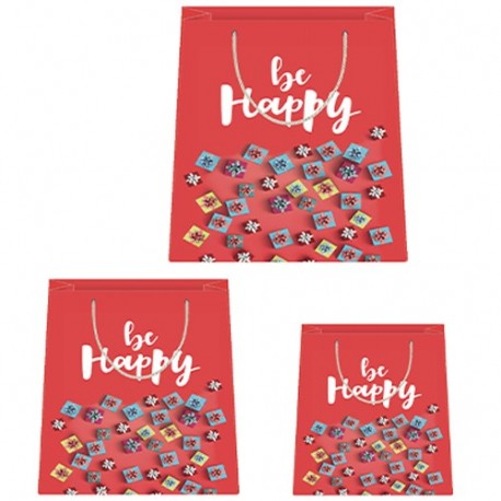 BORSA IN CARTA 18,5X23X10CM BE HAPPY M