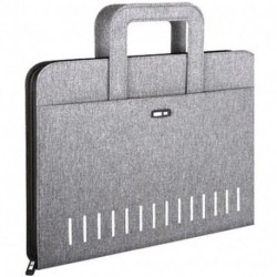 PORTA BLOCCO C/ANELLI TESS.GRIGIO CH.