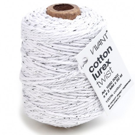 NASTRO COT. LUREX CORD 50MX2MM BIANCO  -