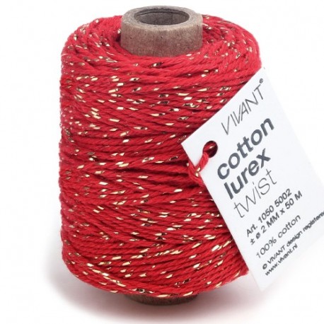 NASTRO COT. LUREX CORD 50MX2MM ROSSO  -
