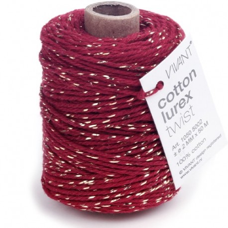 NASTRO COT. LUREX CORD 50MX2MM BORDEAUX