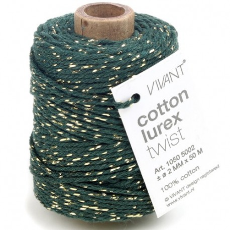 NASTRO COT. LUREX CORD 50MX2MM VERDE SC.