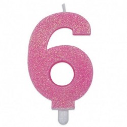 CANDELINA N°6 SWEETY ROSA GLITTER -