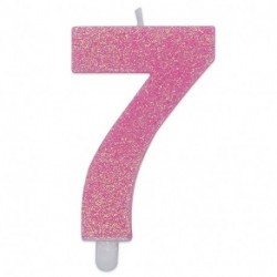 CANDELINA N°7 SWEETY ROSA GLITTER -