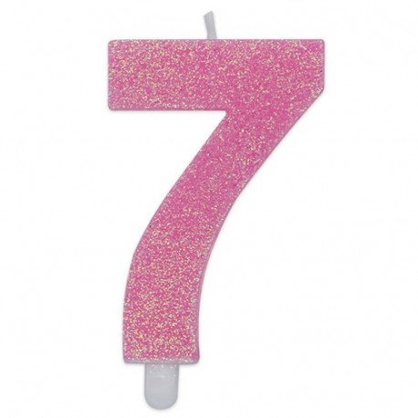 CANDELINA N°7 SWEETY ROSA GLITTER -