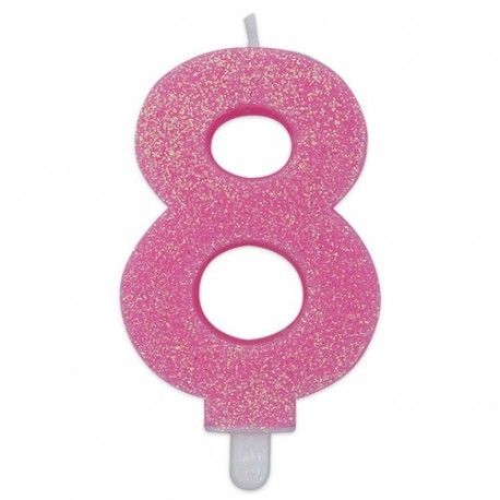 CANDELINA N°8 SWEETY ROSA GLITTER -