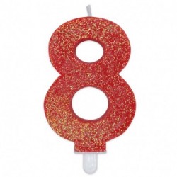 CANDELINA N°8 SWEETY ROSSO GLITTER -