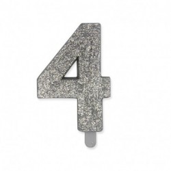 CANDELINA N°4 SWEETY ARGENTO GLITTER -