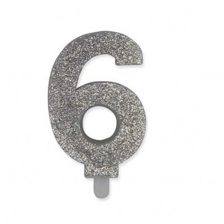 CANDELINA N°6 SWEETY ARGENTO GLITTER -