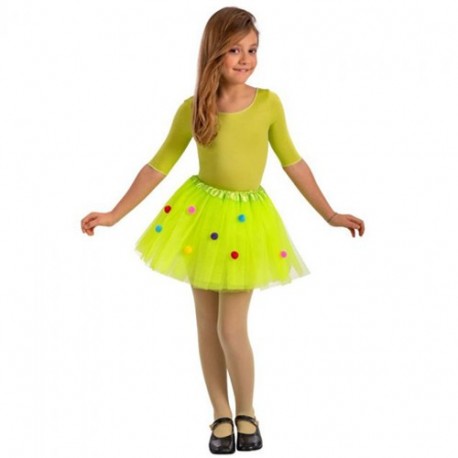TUTÙ BIMBA VERDE CON POIS COLORATI L.CM.