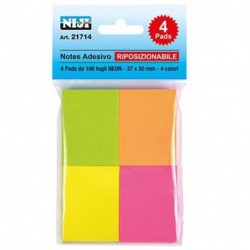POST-IT IN 4 BLOCCHETTI COL.NEON 37X50