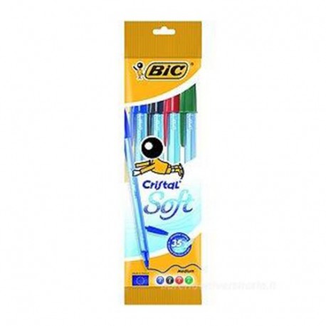 PENNE CRISTAL SOFT ASS  BIC BLISTER 4PZ