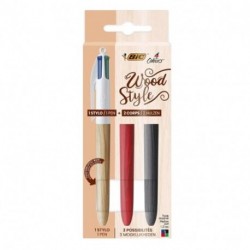 PENNA BIC 4 COLORI WOOD BLISTER 2+1