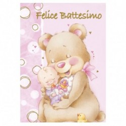 BIGLIETTO FELICE BATTESIMO ROSA