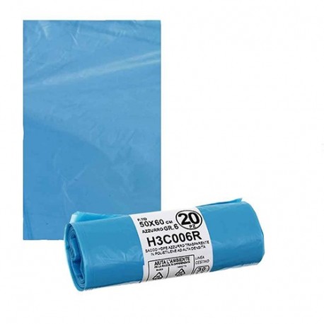 SACCHI HDPE AZZ. 50X60 GR6 PZ20 LT30 -