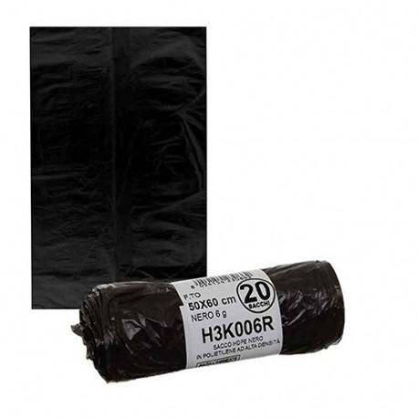 SACCHI HDPE NERO. 50X60 GR6 PZ20 LT30 -