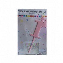 DEC. PER TORTA N. 1 GIRL ROSA 24*7.5CM /