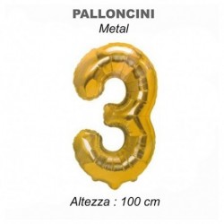 100CM PALLONCINO MYLAR ORO NUM. 3  -