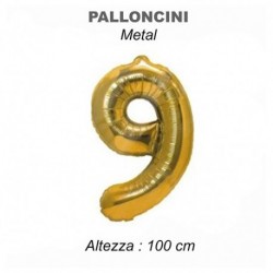 100CM PALLONCINO MYLAR ORO NUM. 9  -