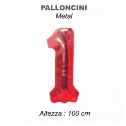 100CM PALLONCINO MYLAR ROSSO NUM. 1  -