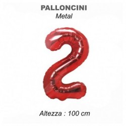 100CM PALLONCINO MYLAR ROSSO NUM. 2  -