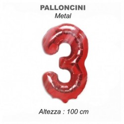100CM PALLONCINO MYLAR ROSSO NUM. 3  -