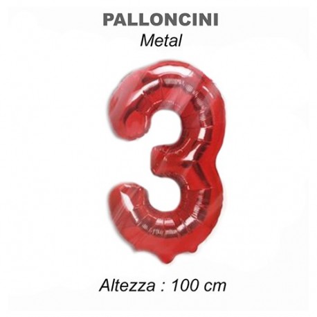 100CM PALLONCINO MYLAR ROSSO NUM. 3  -