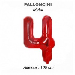 100CM PALLONCINO MYLAR ROSSO NUM. 4  -