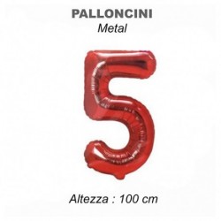 100CM PALLONCINO MYLAR ROSSO NUM. 5  -