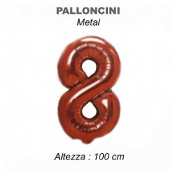 100CM PALLONCINO MYLAR ROSSO NUM. 8  -