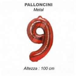 100CM PALLONCINO MYLAR ROSSO NUM. 9  -
