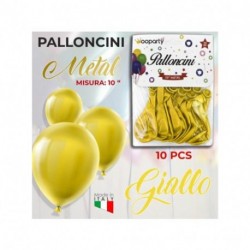 PALLONCINI GIALLO METAL 10" (CONF10PZ)
