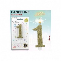CANDELE GLITTERATE ORO 8CM N.1  -