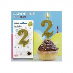 CANDELE GLITTERATE ORO 8CM N.2  -