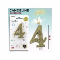 CANDELE GLITTERATE ORO 8CM N.4  -