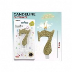 CANDELE GLITTERATE ORO 8CM N.7  -