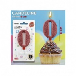 CANDELE GLITTERATE ROSSE 8CM N.0  -