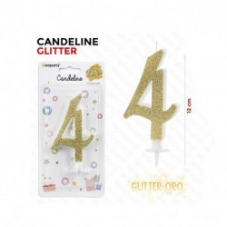 CANDELINE GLITTER ORO N. 4 12CM  -
