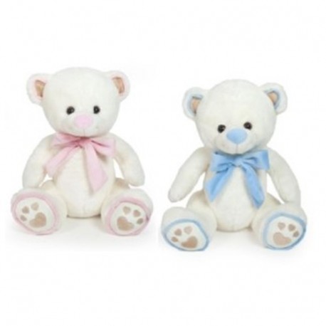 ORSO PANNA H25CM SEDUT FIOCCO ROSA E AZZ